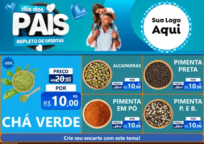 Modelo de Encarte para Encarte A4 Horizontal com o tema Dia Dos Pais Repleto de Ofertas para Produtos Naturais