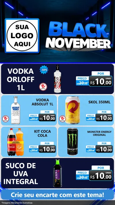 Modelo de TV para TV Vertical com o tema Black November para Distribuidora de bebidas