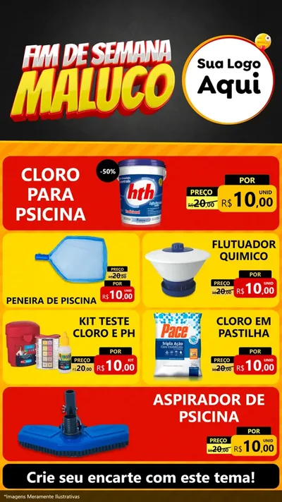 Modelo de TV para TV Vertical com o tema Final de Semana Maluco para Produtos para Piscina