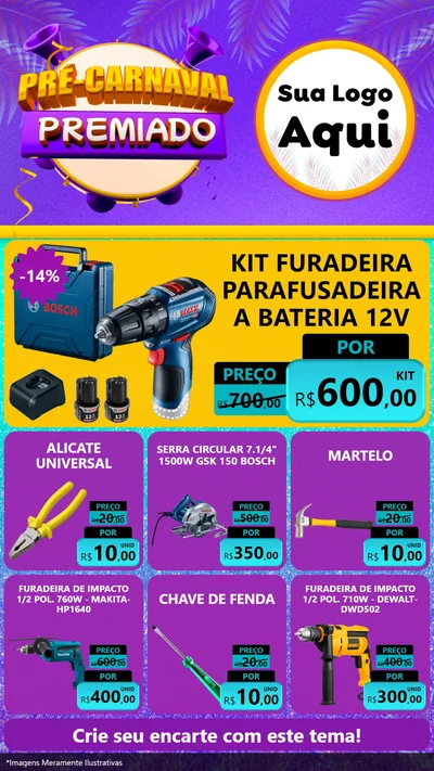 Modelo de Rede Social para Stories com o tema Pré-Carnaval Premiado para Maquinas e Ferramentas