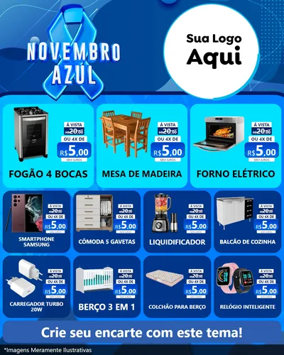 Modelo de Rede Social para Feed Instagram com o tema Novembro Azul para Móveis e Eletro