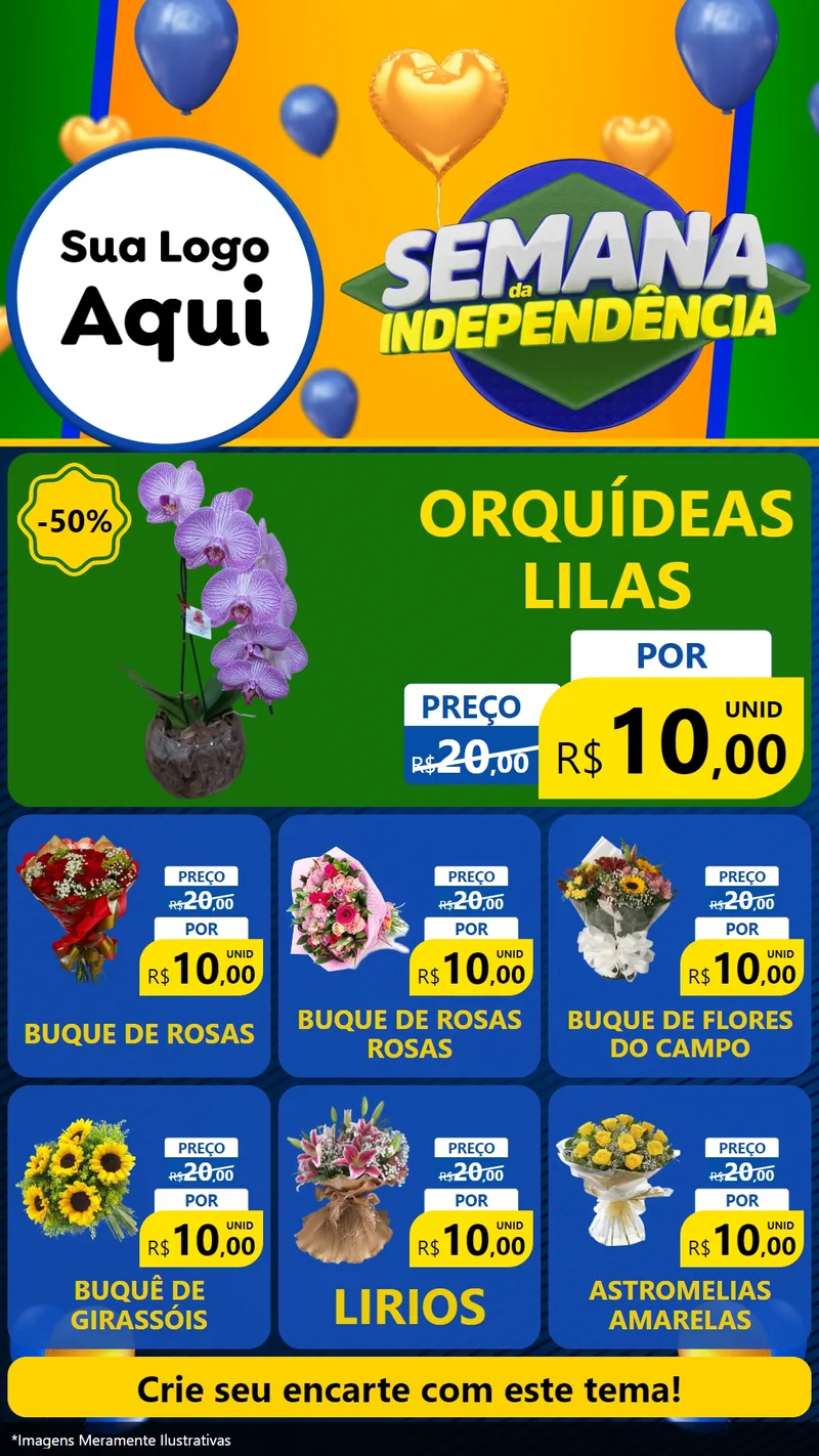 Modelo de Rede Social para Stories com o tema Semana da Independência para Floricultura e jardim