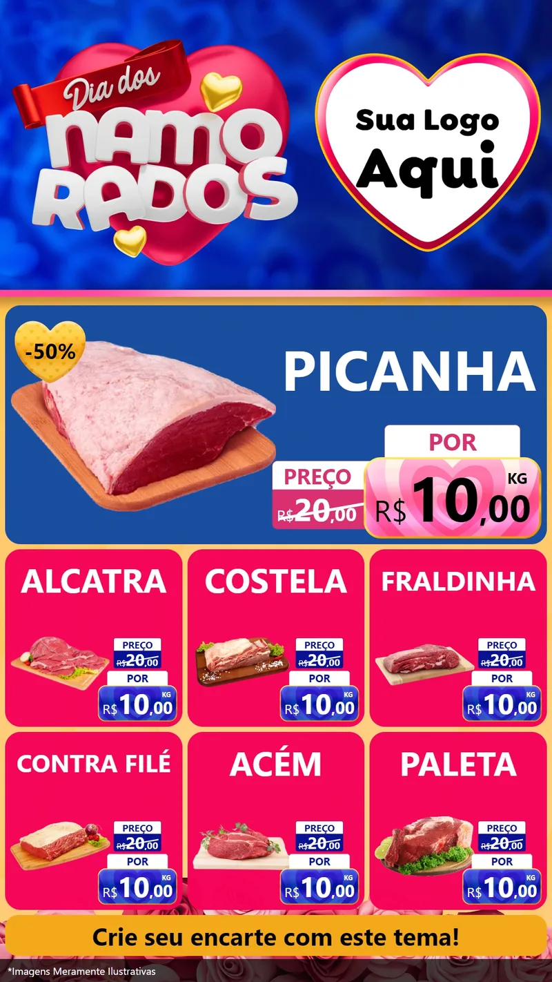 Modelo de Rede Social para Stories com o tema Dia dos namorados para Açougue