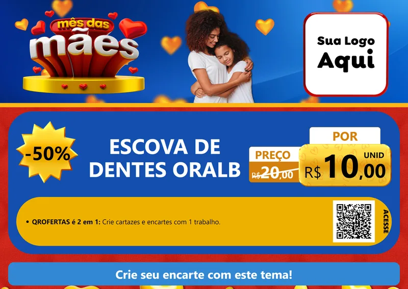 Modelo de Cartaz para Cartaz A4 Horizontal com o tema Mês das Mães para Higiene Pessoal