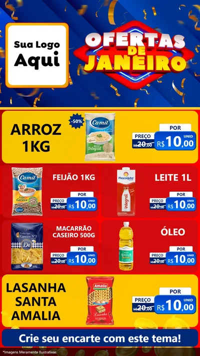 Modelo de TV para TV Vertical com o tema Ofertas de Janeiro para Supermercado