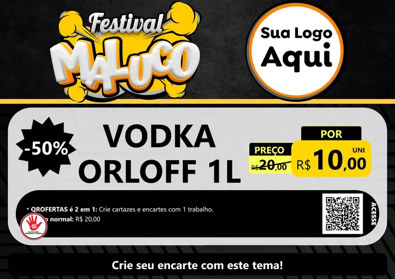 Modelo de Cartaz para Cartaz A4 Horizontal com o tema Festival Maluco para Distribuidora de bebidas