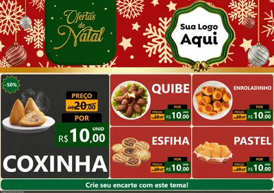 Modelo de Encarte para Encarte A4 Horizontal com o tema Natal de Ofertas para Salgadaria