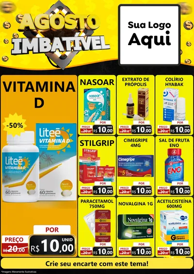 Modelo de Encarte para Encarte A4 Vertical com o tema Agosto Imbatível para Farmácia