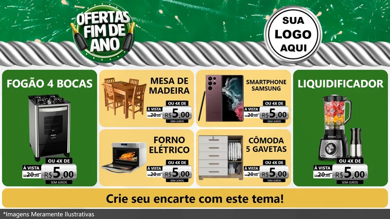 Modelo de TV para TV Horizontal com o tema Ofertas Fim de Ano para Móveis e Eletro