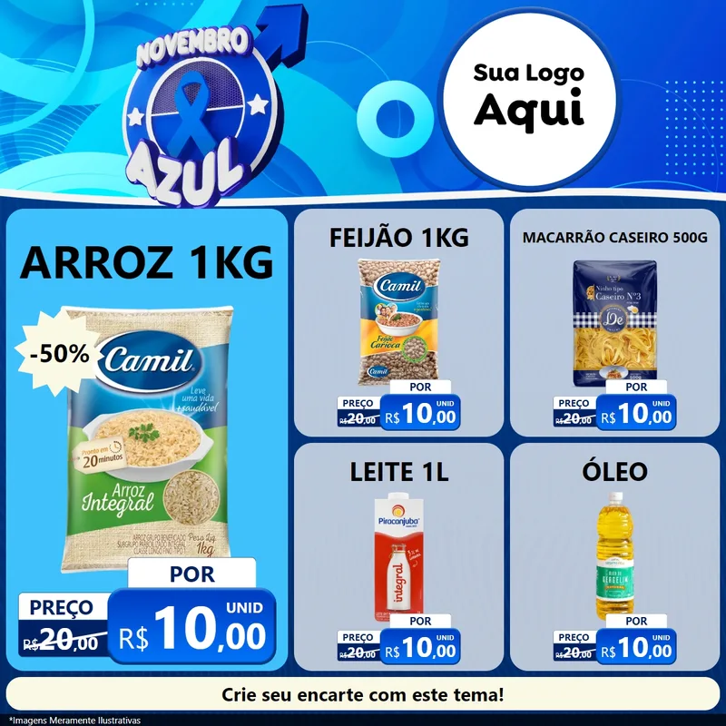 Modelo de Rede Social para Feed Facebook com o tema Novembro Azul para Supermercado