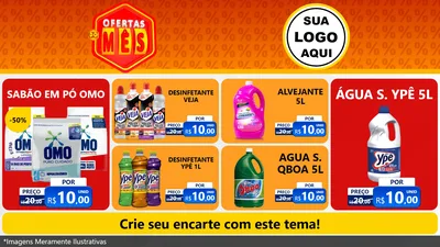Modelo de TV para TV Horizontal com o tema Ofertas do Mês para Produtos de Limpeza