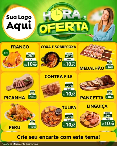 Modelo de Rede Social para Feed Instagram com o tema Hora da Oferta para Assados