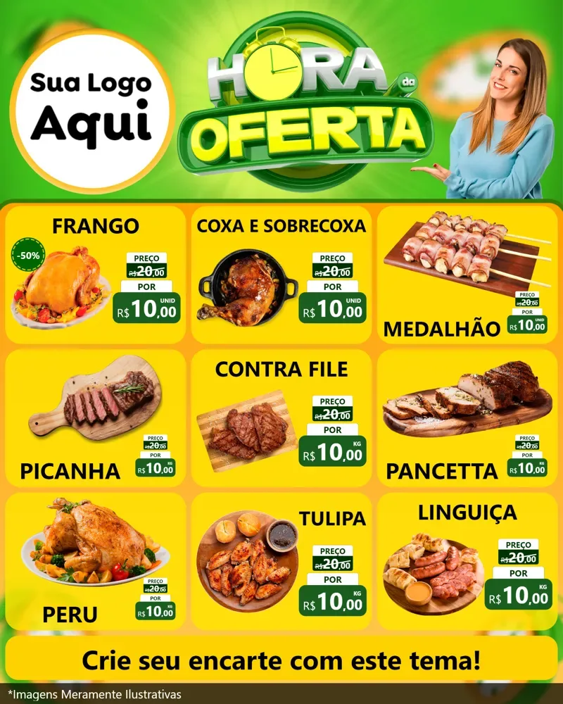 Modelo de Rede Social para Feed Instagram com o tema Hora da Oferta para Assados
