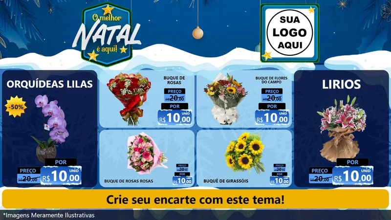 Modelo de TV para TV Horizontal com o tema O Melhor Natal É Aqui! para Floricultura e jardim
