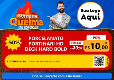 Modelo de Cartaz para Cartaz A4 Horizontal com o tema Semana Queima de Estoque para Pisos e revestimentos