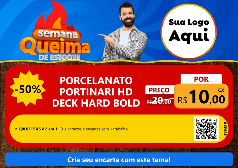 Modelo de Cartaz para Cartaz A4 Horizontal com o tema Semana Queima de Estoque para Pisos e revestimentos