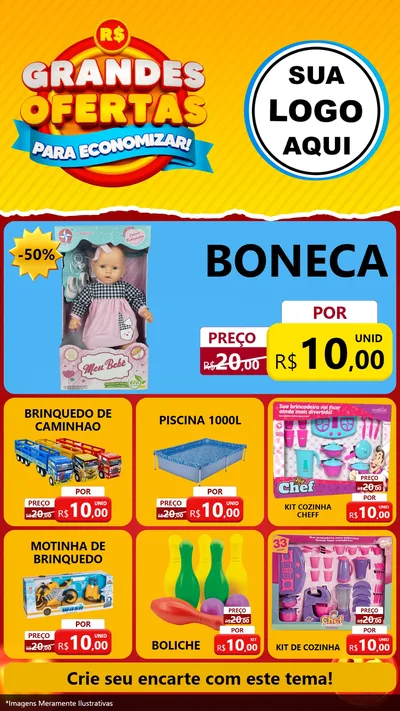 Modelo de Rede Social para Stories com o tema Grandes Ofertas Para Economizar! para Brinquedos