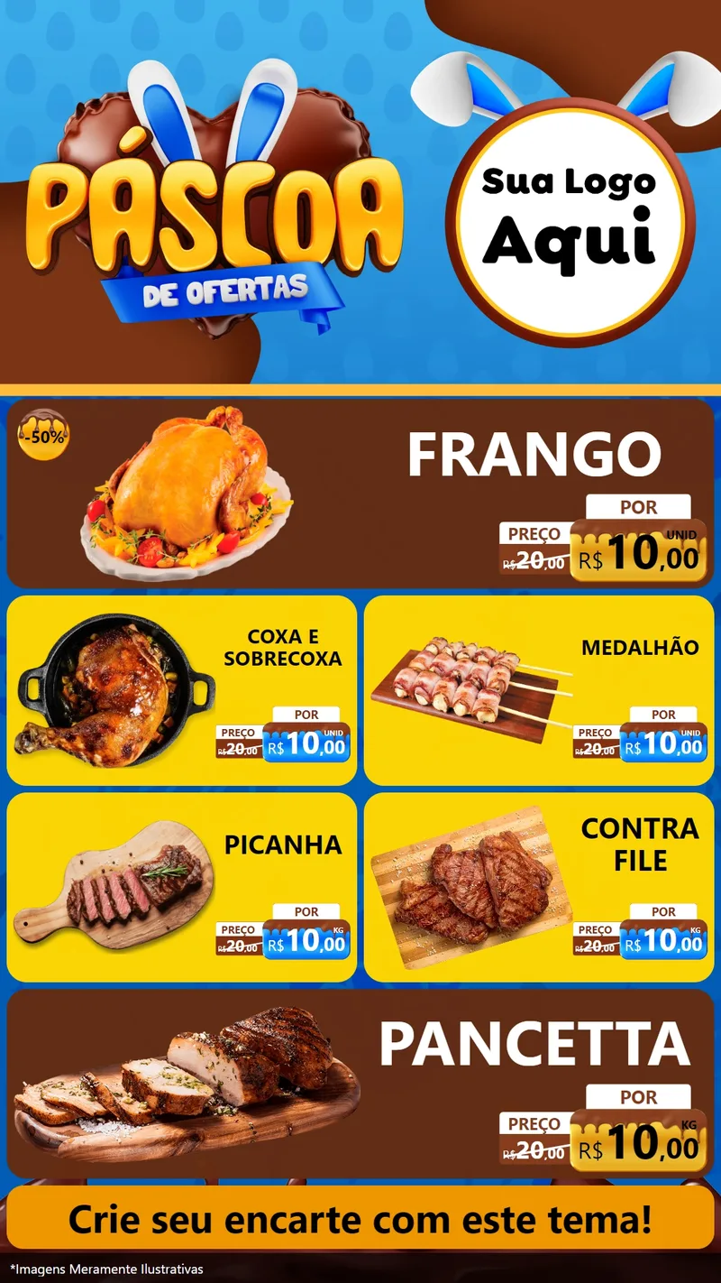 Modelo de TV para TV Vertical com o tema Páscoa de Ofertas para Assados