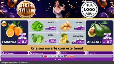 Modelo de TV para TV Horizontal com o tema Ofertas de Réveillon para Hortifrúti