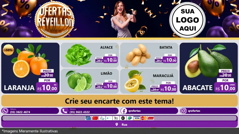 Modelo de TV para TV Horizontal com o tema Ofertas de Réveillon para Hortifrúti