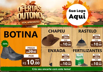 Modelo de Encarte para Encarte A4 Horizontal com o tema Ofertas de Outono - Vem, Aproveite! para Agropecuária