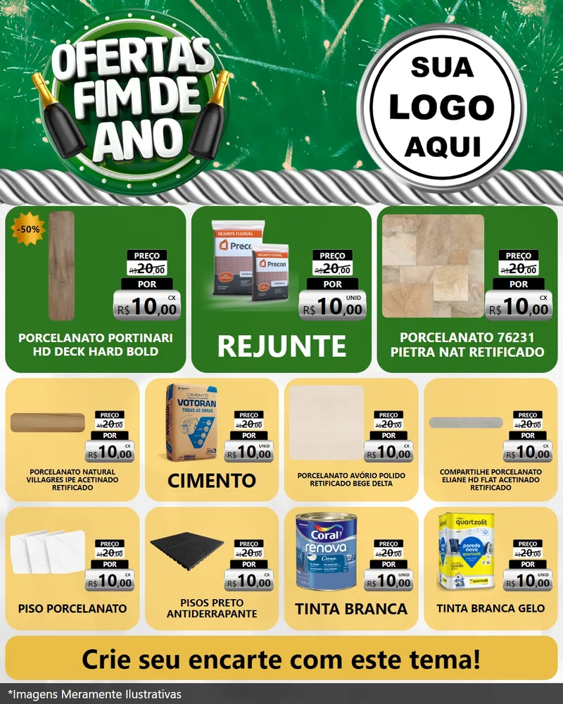 Modelo de Rede Social para Feed Instagram com o tema Ofertas Fim de Ano para Pisos e revestimentos
