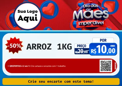 Modelo de Cartaz para Cartaz A4 Horizontal com o tema Dia Das Mães Imperdível para Supermercado