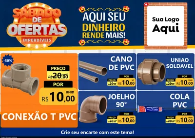 Modelo de Encarte para Encarte A4 Horizontal com o tema Sábado de Ofertas Imperdíveis para Tubos e conexões
