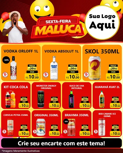 Modelo de Rede Social para Feed Instagram com o tema Sexta-feira Maluca para Distribuidora de bebidas