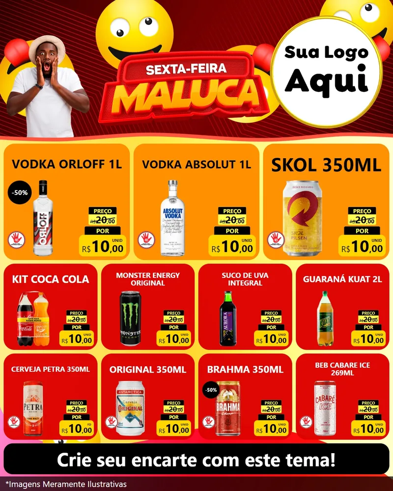Modelo de Rede Social para Feed Instagram com o tema Sexta-feira Maluca para Distribuidora de bebidas