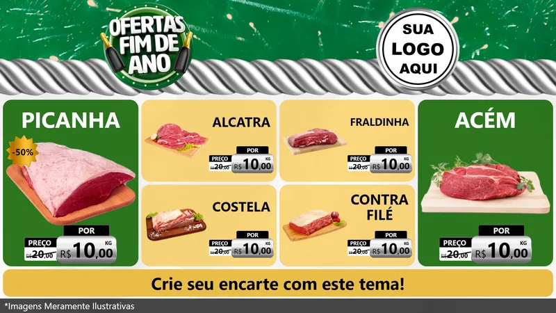 Modelo de TV para TV Horizontal com o tema Ofertas Fim de Ano para Açougue