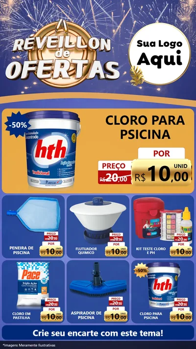 Modelo de Rede Social para Stories com o tema Réveillon de Ofertas para Produtos para Piscina
