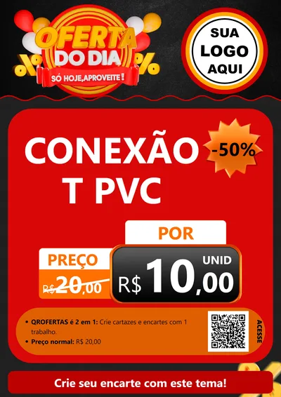 Modelo de Cartaz para Cartaz A4 Vertical com o tema Oferta do Dia - Só hoje, Aproveite! para Tubos e conexões