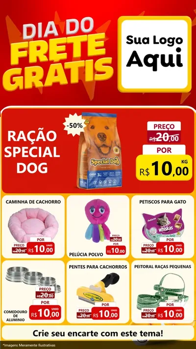 Modelo de Rede Social para Stories com o tema Dia do Frete Grátis para Pet Shop