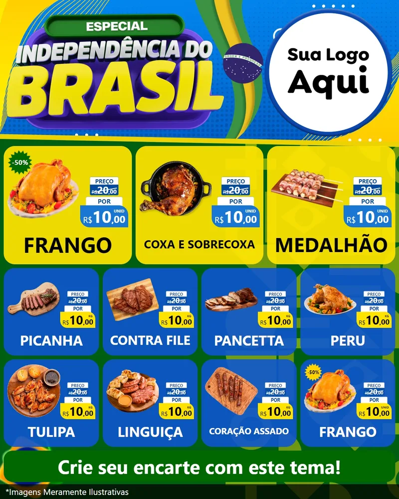 Modelo de Rede Social para Feed Instagram com o tema Especial Independência do Brasil para Assados