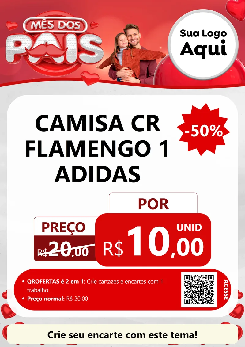 Modelo de Cartaz para Cartaz A4 Vertical com o tema Mês dos Pais para Roupas e acessórios