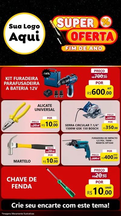 Modelo de TV para TV Vertical com o tema Super Oferta Fim de Ano para Maquinas e Ferramentas