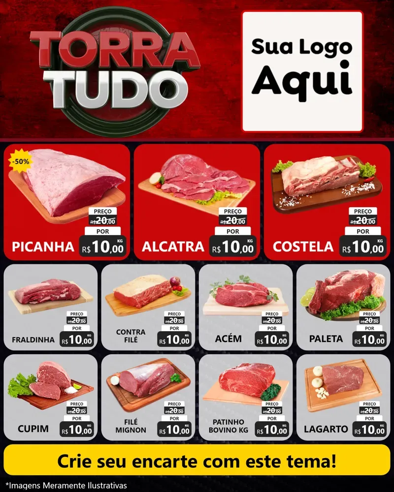 Modelo de Rede Social para Feed Instagram com o tema Torra Tudo para Açougue