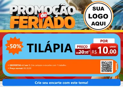 Modelo de Cartaz para Cartaz A4 Horizontal com o tema Promoção de Feriado para Peixaria