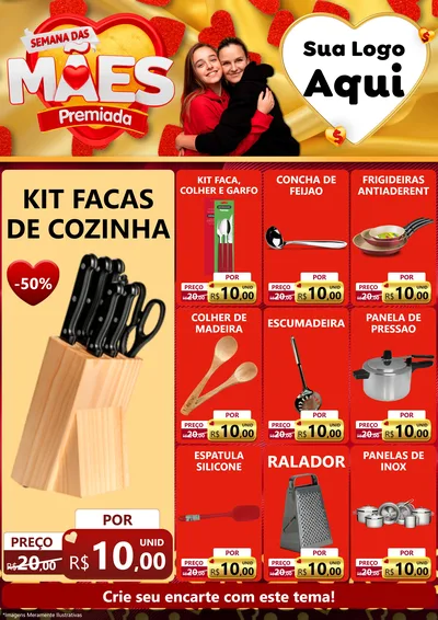 Modelo de Encarte para Encarte A4 Vertical com o tema Semana das Mães Premiada para Utilidades Domésticas