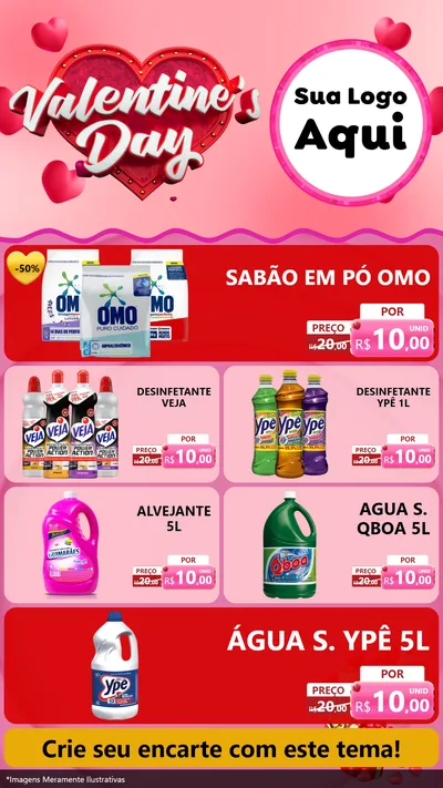 Modelo de TV para TV Vertical com o tema Valentine's Day para Produtos de Limpeza