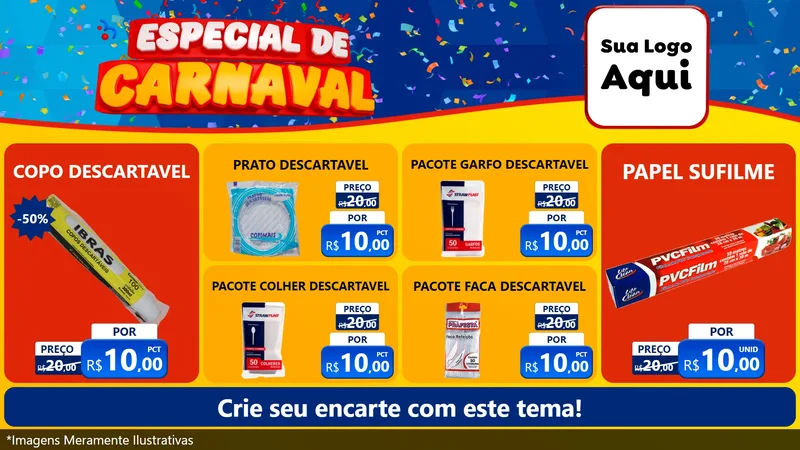 Modelo de TV para TV Horizontal com o tema Especial de Carnaval para Embalagens