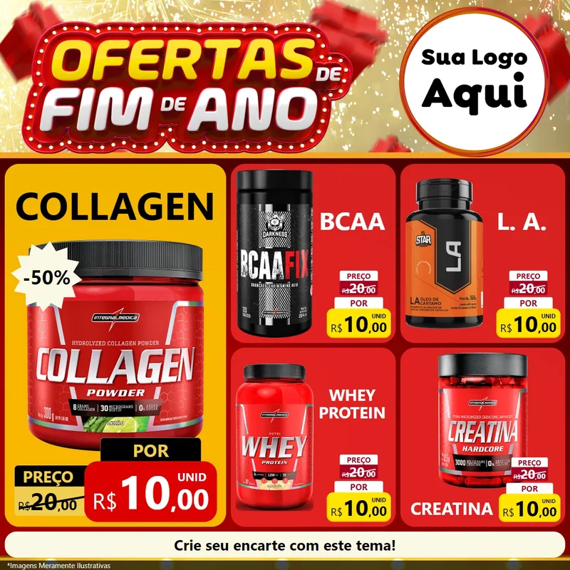 Modelo de Rede Social para Feed Facebook com o tema Ofertas de Fim de Ano para Suplementos alimentares
