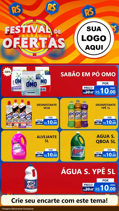 Modelo de TV para TV Vertical com o tema Festival de Ofertas para Produtos de Limpeza