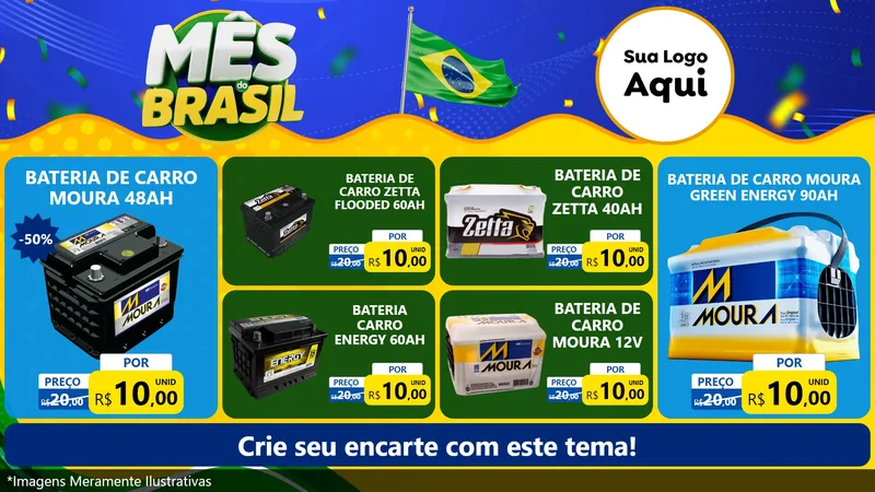 Modelo de TV para TV Horizontal com o tema Mês do Brasil para Baterias Elétricas