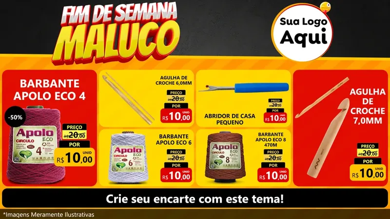Modelo de TV para TV Horizontal com o tema Final de Semana Maluco para Armarinho e Aviamentos