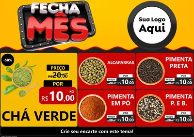 Modelo de Encarte para Encarte A4 Horizontal com o tema Fecha Mês para Produtos Naturais