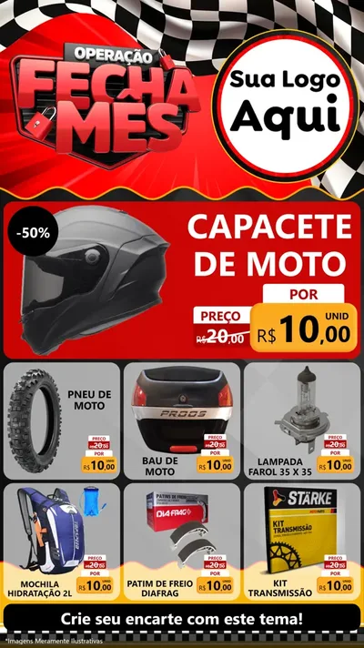 Modelo de Rede Social para Stories com o tema Operação Fecha Mês - Auto Moto para Moto peças