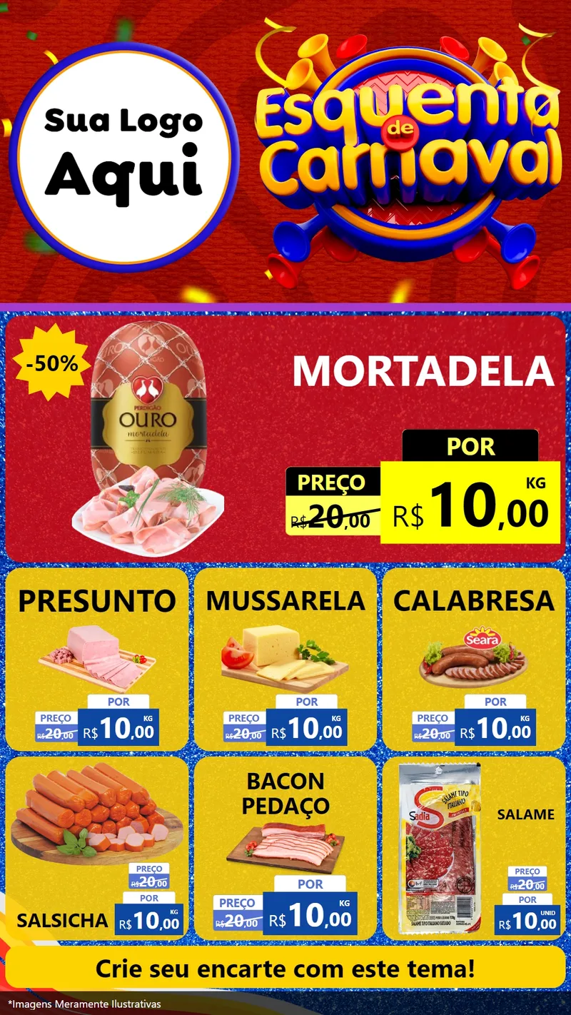 Modelo de Rede Social para Stories com o tema Esquenta de Carnaval para Frios e Laticínios