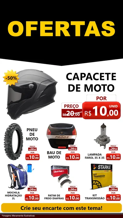 Modelo de Rede Social para Stories com o tema Ofertas Preto e Vermelho Cartaz para Moto peças
